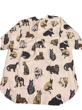 Vintage Michigan Rag Co Cat Nightshirt L XL NWT 100% Cotton Flannel Made USA